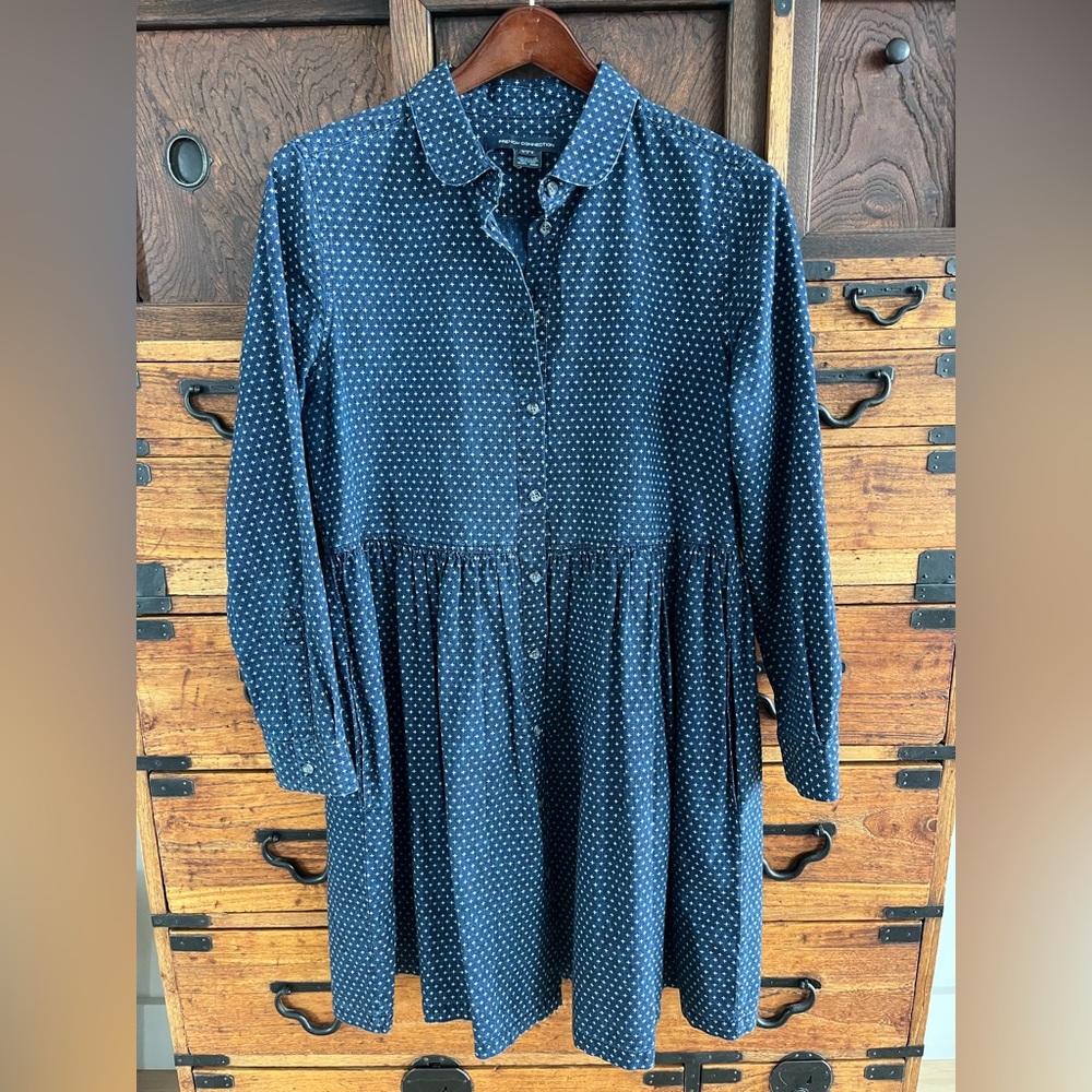 French Connection Indigo Cross Chambray Shirt Dress